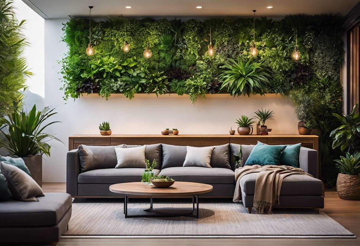 Les éléments de décoration à associer avec un mur végétal pour un design harmonieux