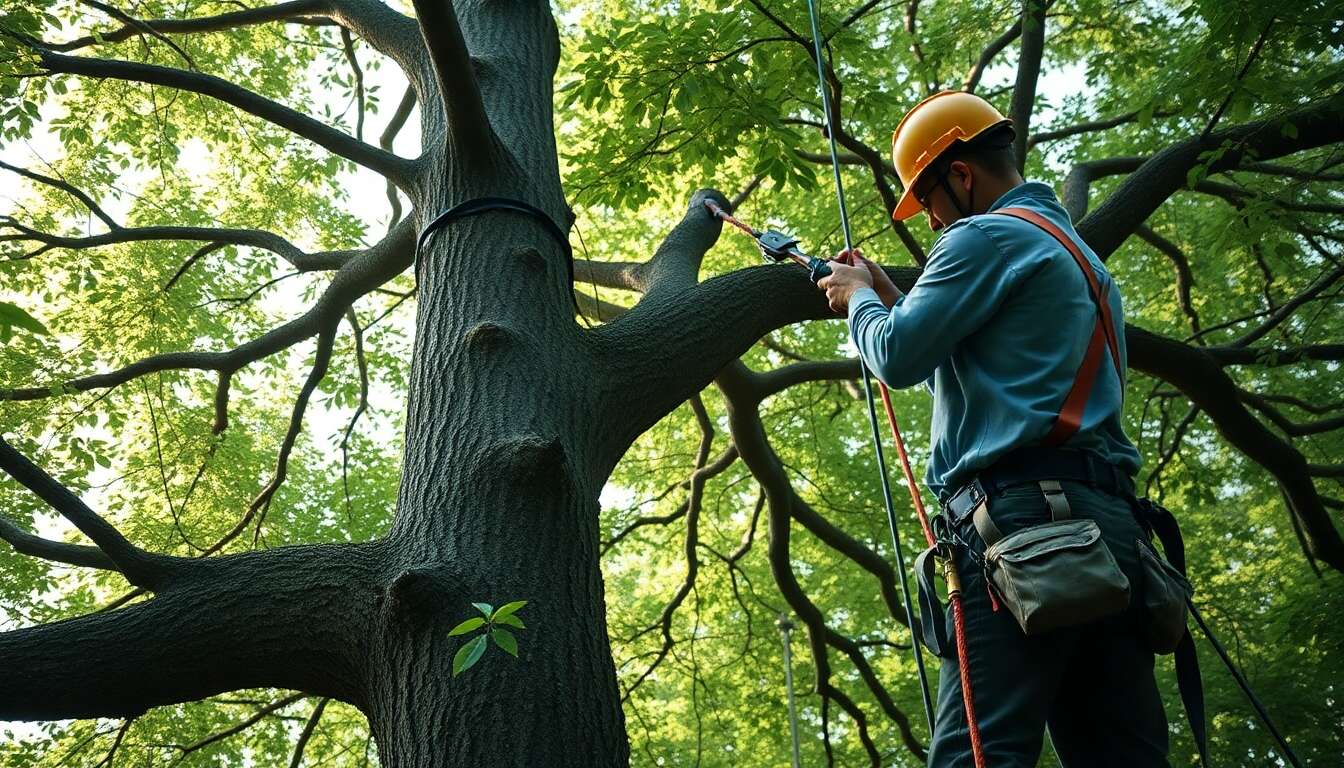Haubanage après élagage : stabiliser les grands arbres vulnérables