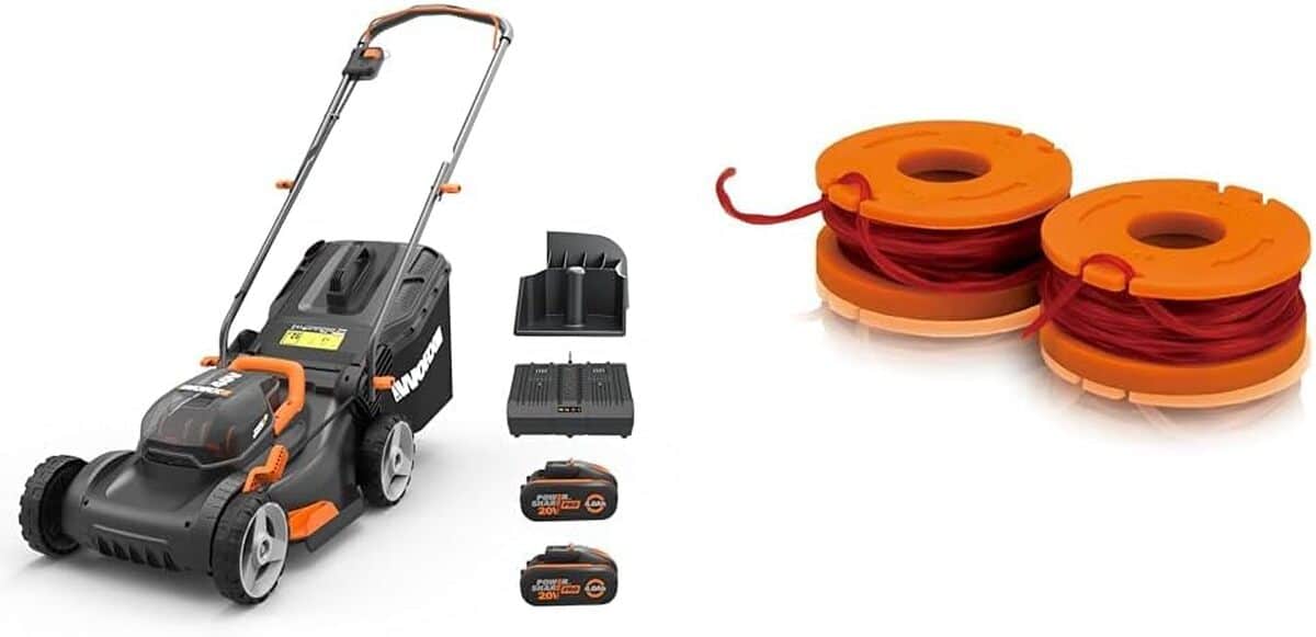 Test : tondeuse WORX sans fil 2*20V avec réglage et lot de bobines