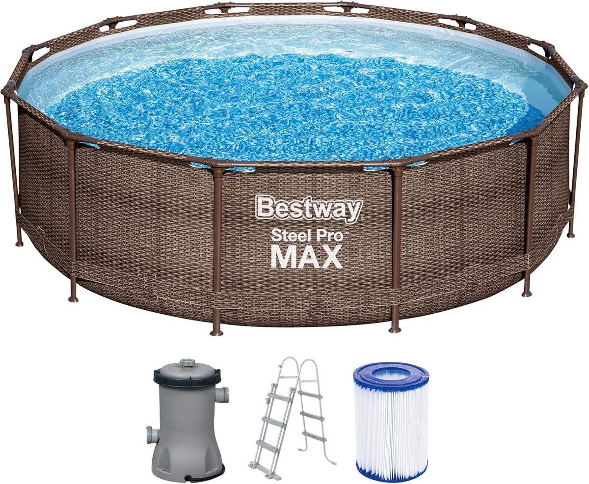 Test de la piscine Bestway Steel Pro Max 366 cm effet rotin