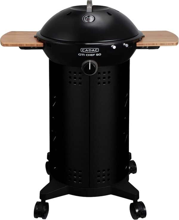 HOME It® Barbecue Gaz Citi Chef 50 avec brûleur émaillé double face et bac récupérateur, support en aluminium revêtu céramique Green Grill - Argent/Noir
