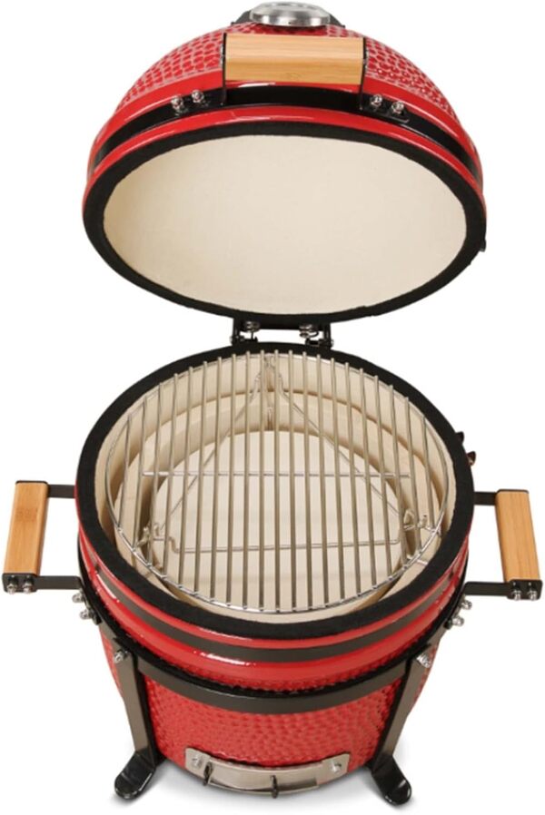 Kamado Bono Minimo Ø 40 cm Barbecue et 5 Accessoires Offerts Gratis - Barbecue Charbon De Bois Taille Portable - BBQ Et Fumoir - Rouge Barbecue Japonais Ceramique - Barbecue Balcon