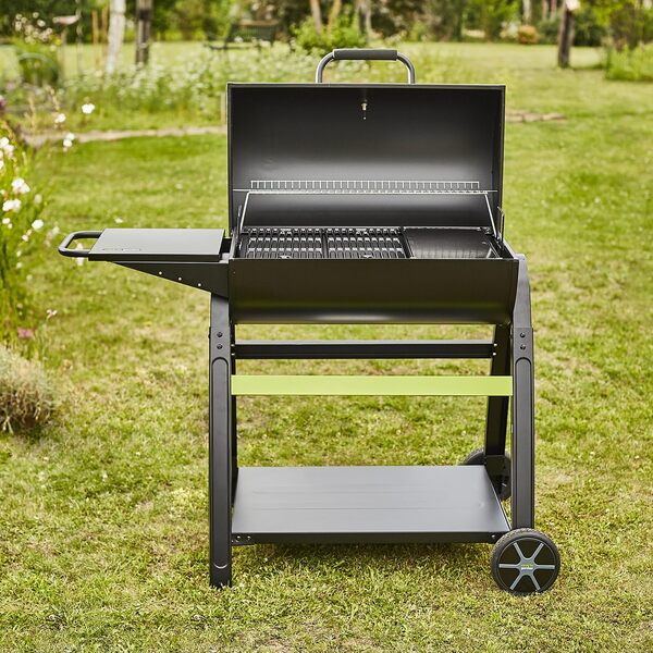 Cook'in garden - Barbecue au Charbon de Bois Tonino 70 - Grill et Plancha - Cuve Bbq en Acier et Surface de Cuisson en Fonte Émaillée - Grande Taille - Couvercle & Thermomètre - Jardin