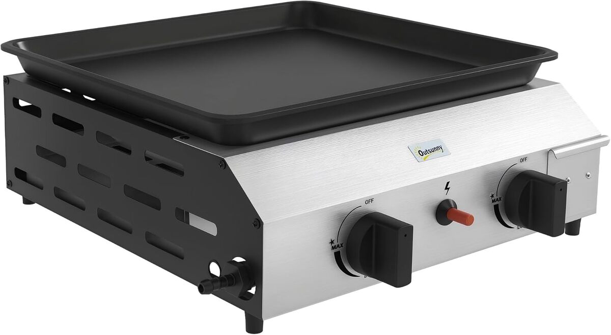Test de la plancha gaz Outsunny 4 brûleurs 9, 6 kW transportable