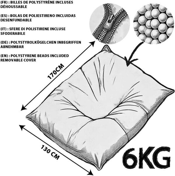 LIVEDECO - Pouf Géant XXL Déhoussable, Flottant pour Piscine, Rouge Pool BiG52