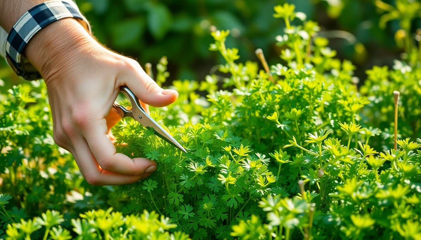 Moment id&eacute;al pour r&eacute;colter le cerfeuil