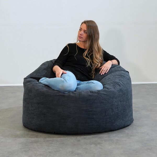 Bananair - Pouf Poire Géant Velours Côtelé, Fabriqué en France - Fauteuil Pouf XXL Remplissage Mousse, Généreusement Rembourré, 100% Confort & Douceur - Idéal Salon, Chambre Adulte, Ado (100 cm, Bleu)