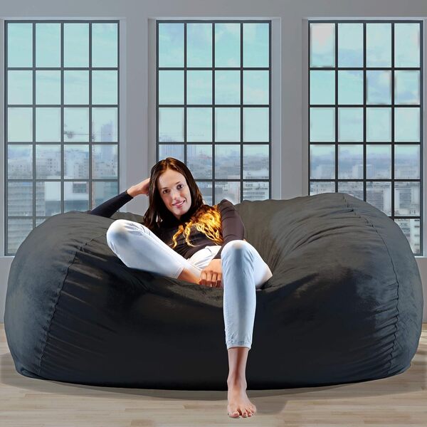 Charlie & Finn Le Plus Grand Sac D'ASSISE en Europe  ! - Pouf Premium XXL - Pouf géant avec Remplissage de Mousse à mémoire de Forme - 1500 l - Gris Platine