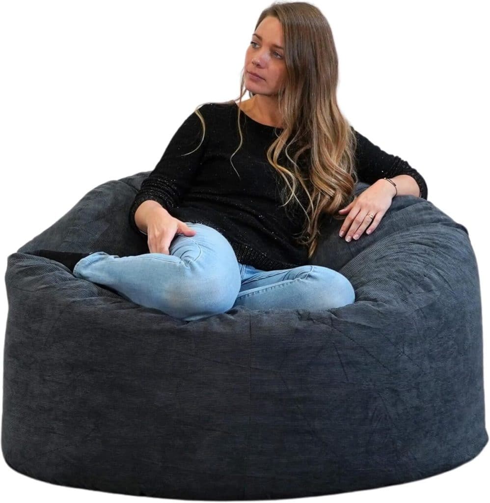 Avis sur le pouf poire Bananair XXL en velours côtelé bleu : douceur et confort garantis