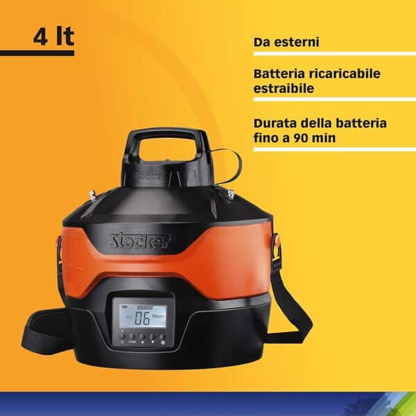 STOCKER - Nébuliseur Pulvérisateur de jardin électrique rechargeable - Kit complet Geyser pour moustiques avec minuterie et pompe - 4L