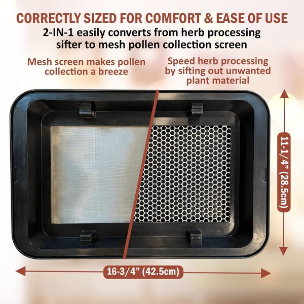 Tamis à pollen avec boîte collectrice - Maille amovible 150 microns pour tamiser et couper - Grande tondeuse robuste - Récolte en intérieur