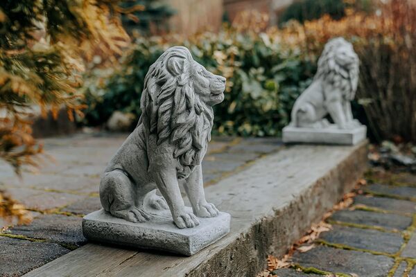 gartendekoparadies.de Offre spéciale : Magnifique Couple de Lions Petit Gardien en Pierre reconstituée, résistant au Gel
