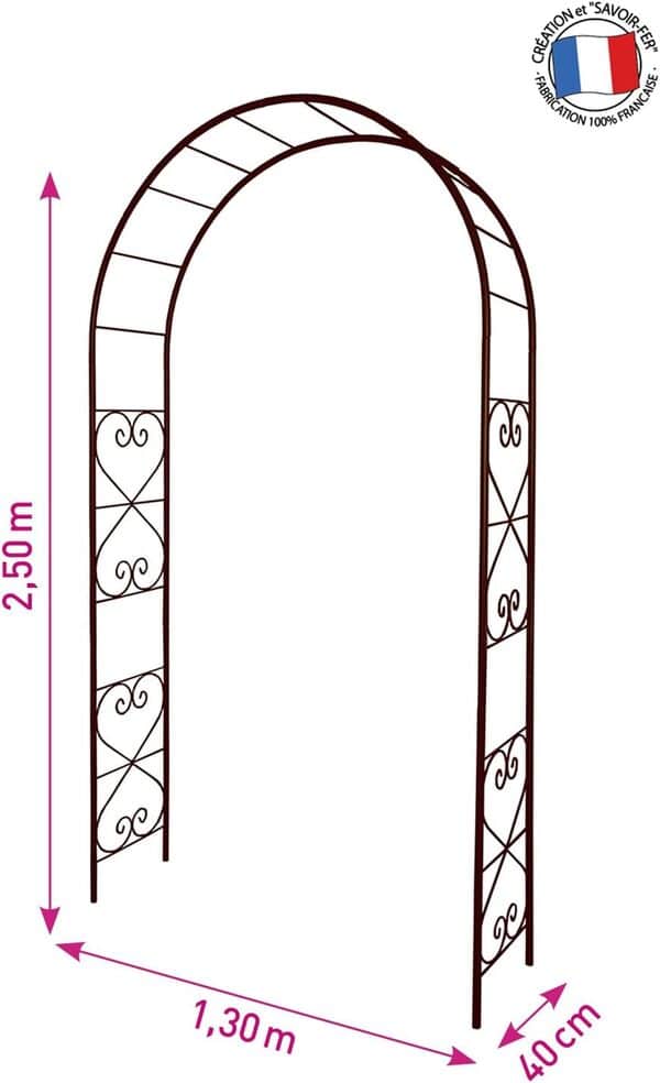 Louis Moulin 3166 Arche Jardin avec Décor Romantique Métal Fer Vieilli 130 x 250 cm