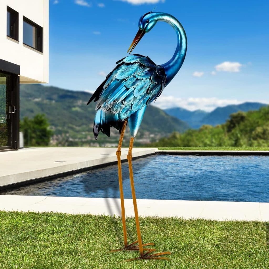 Avis statuette héron bleu chisheen : déco de jardin élégante