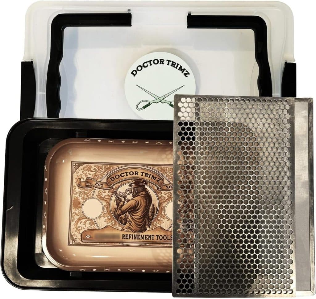 Test du tamis à pollen Doctor Trimz : maille 150 microns et boîte collectrice