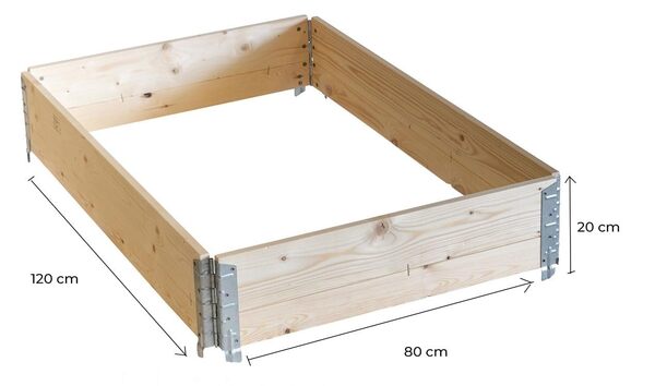 Rehausse-Palette en Bois avec Charnières | Cadre Palette | Stabilise les marchandises sur la palette | Bac Potager surélevé, 3x 120x80x20cm