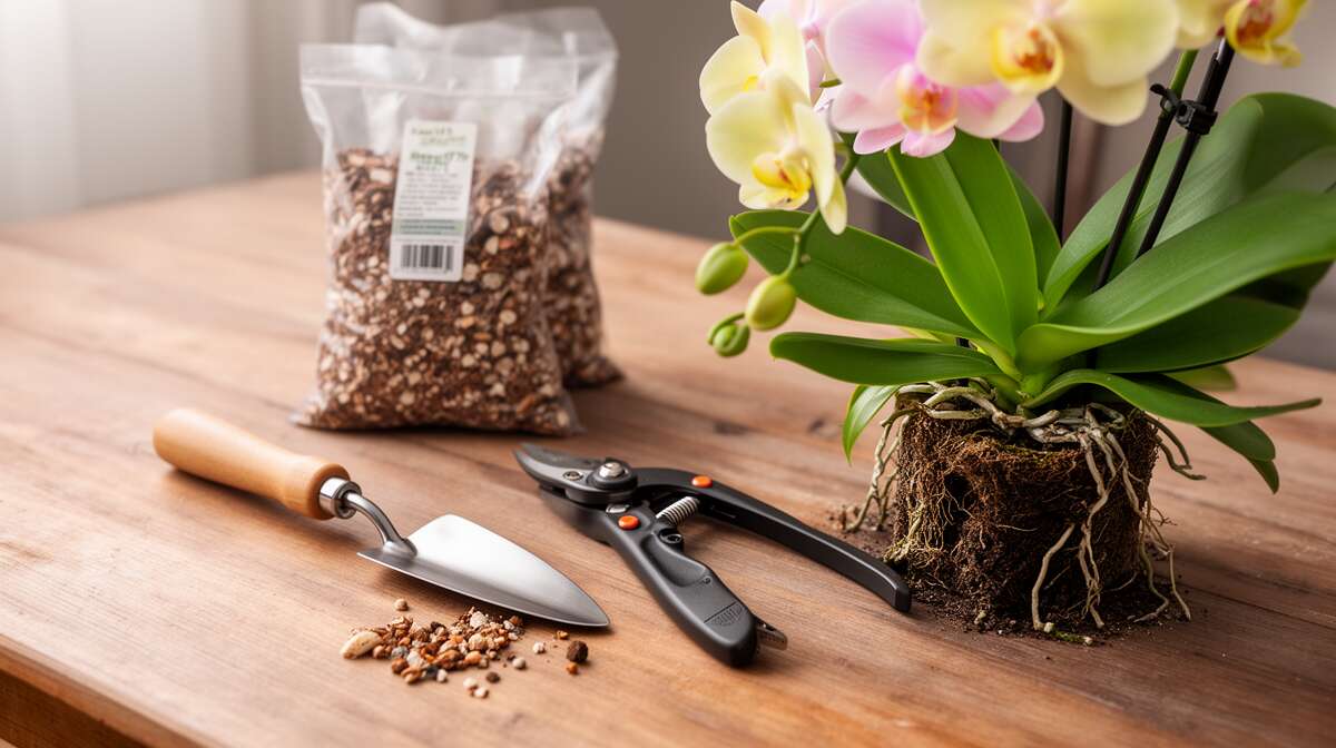 Mat&eacute;riel n&eacute;cessaire pour rempoter une orchid&eacute;e