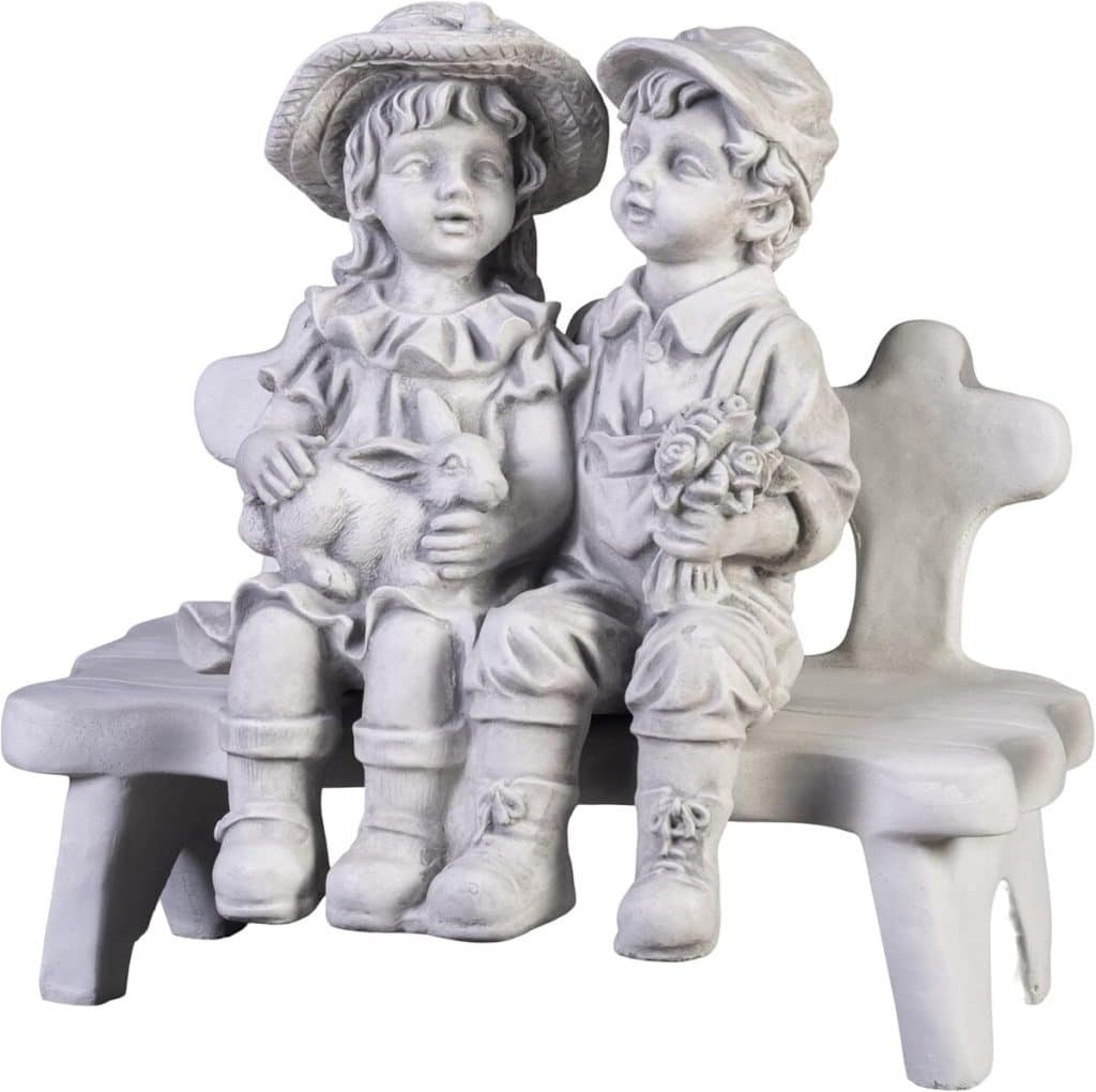 Avis sur la figure de pierre massive garçon et fille - décoration de jardin résistante au gel