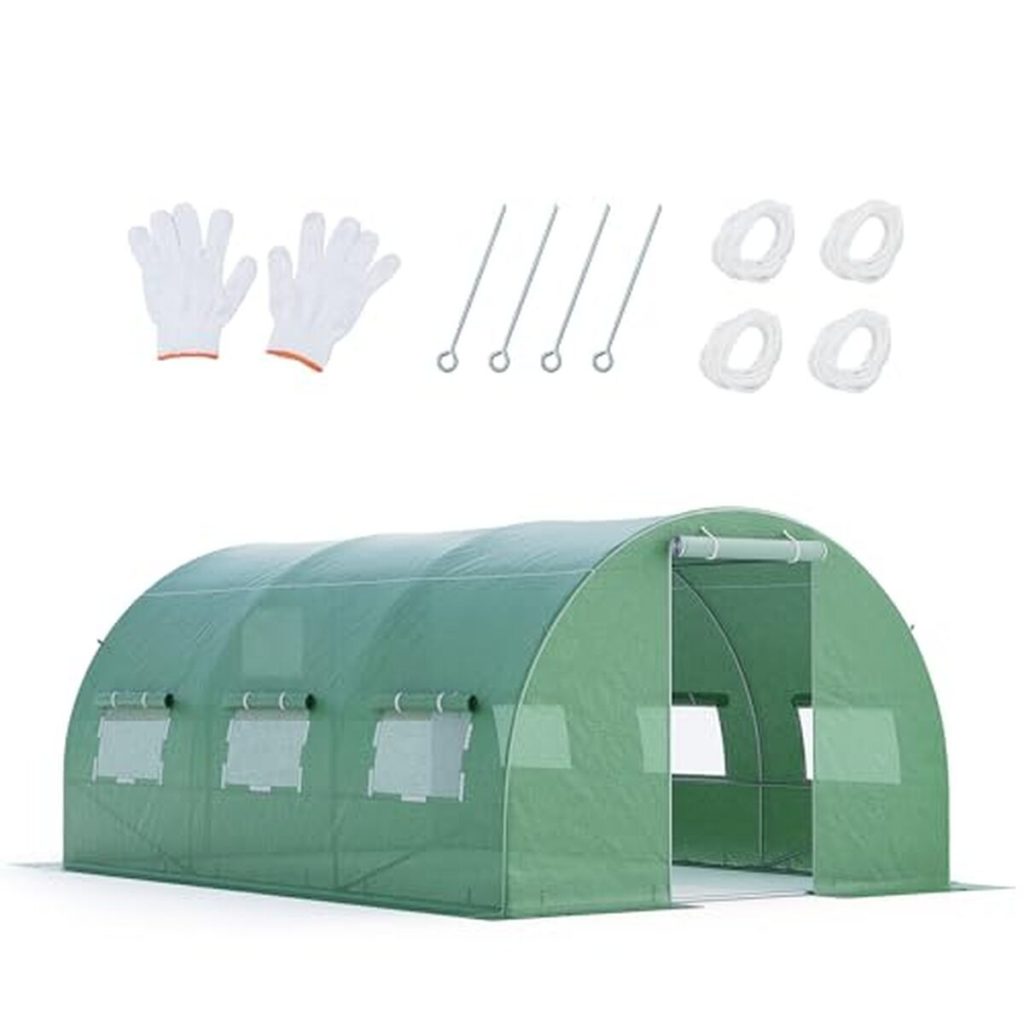 Test : serre de jardin GOPLUS 4x3x2m, cadre acier et 8 fenêtres