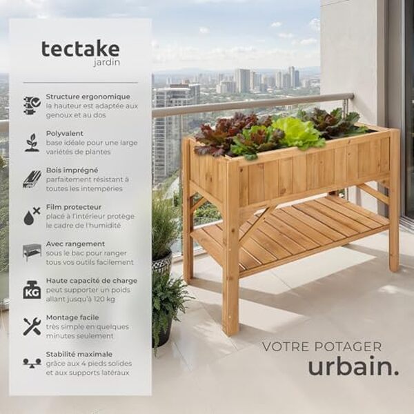 Découvrez notre avis détaillé sur le potager sur pied TecTake en bois : praticité, design et efficacité pour un jardinage optimisé