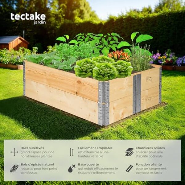 Découvrez notre test complet du lit de jardin surélevé TecTake® 120x80x19 cm : améliorez vos cultures grâce à cet espace de plantation pratique et durable conçu pour petits jardins balcon et terrasses