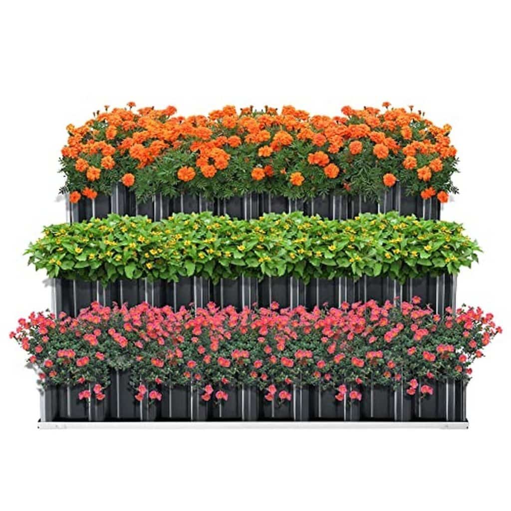 Test jardinière surélevée en acier galvanisé 3 niveaux anthracite