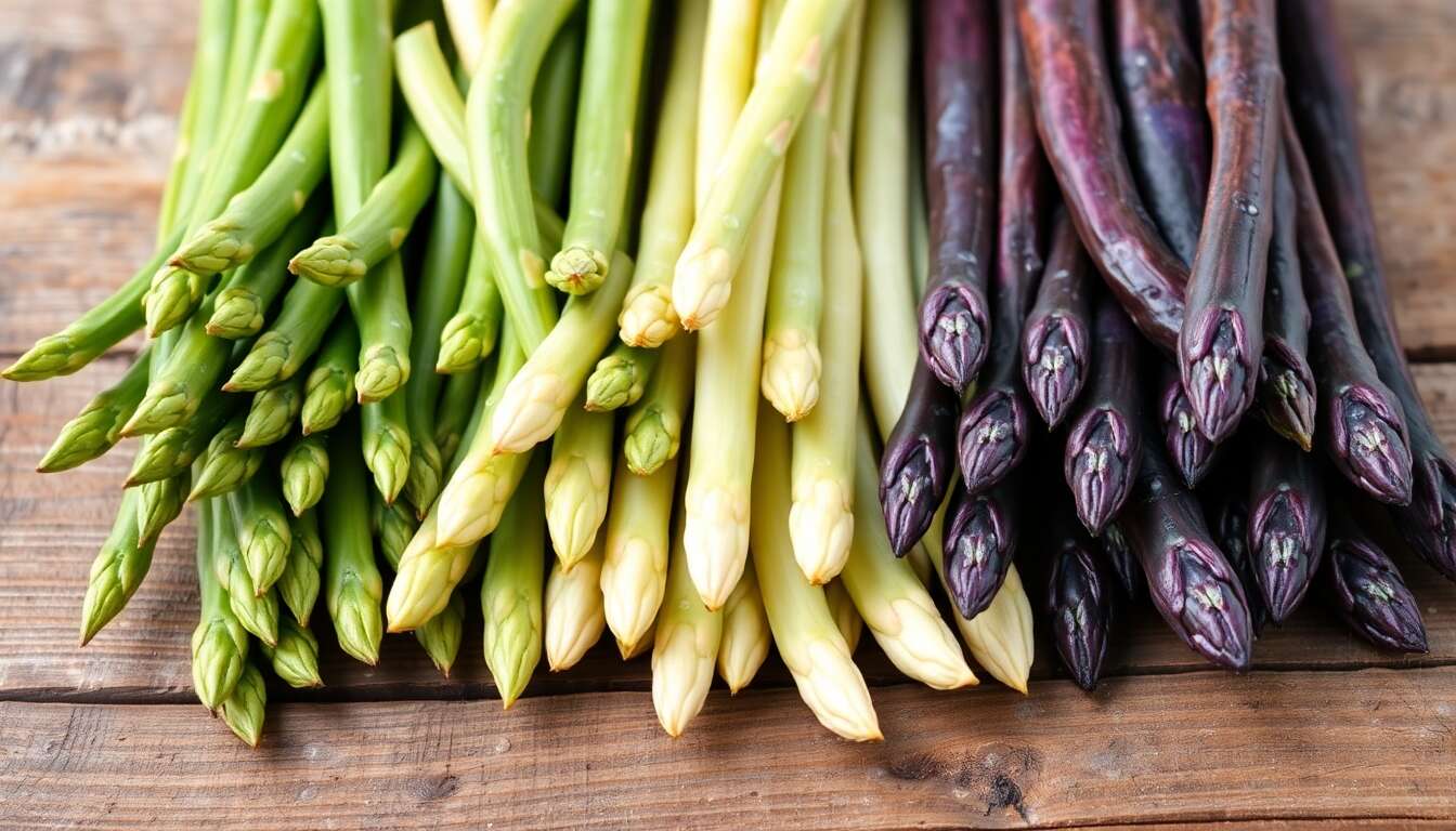 Variétés d'asperges : verte, blanche, violette et leurs spécificités