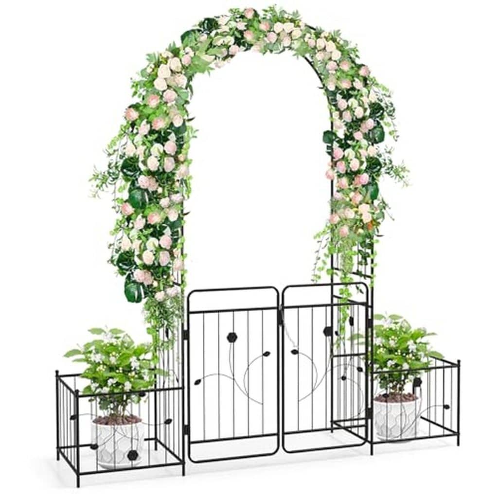 Test : arche ronde en métal HOMASIS avec porte et pots latéraux