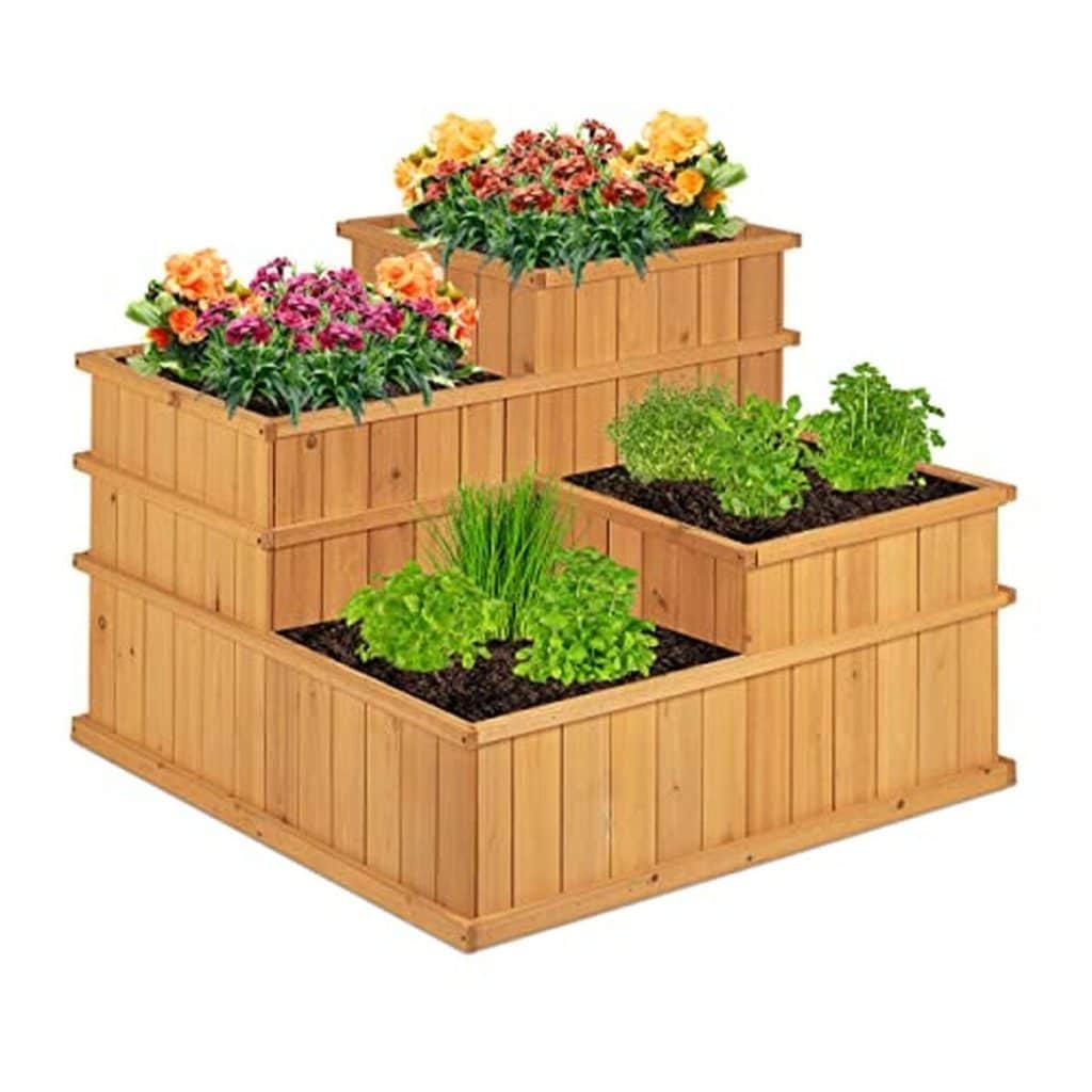 Test : bac potager Relaxdays 4 bacs, bois, pour balcon et terrasse