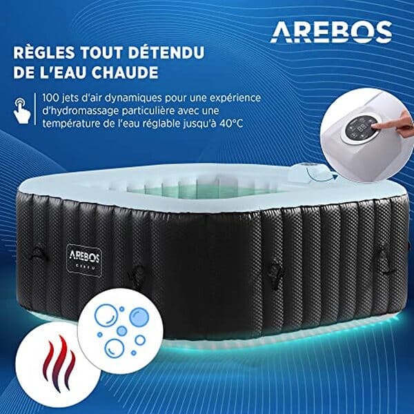 Découvrez notre test détaillé du spa gonflable Arebos équipé de 100 jets de massage et éclairage LED. Confort, performances et prix : tous les détails pour bien choisir. 