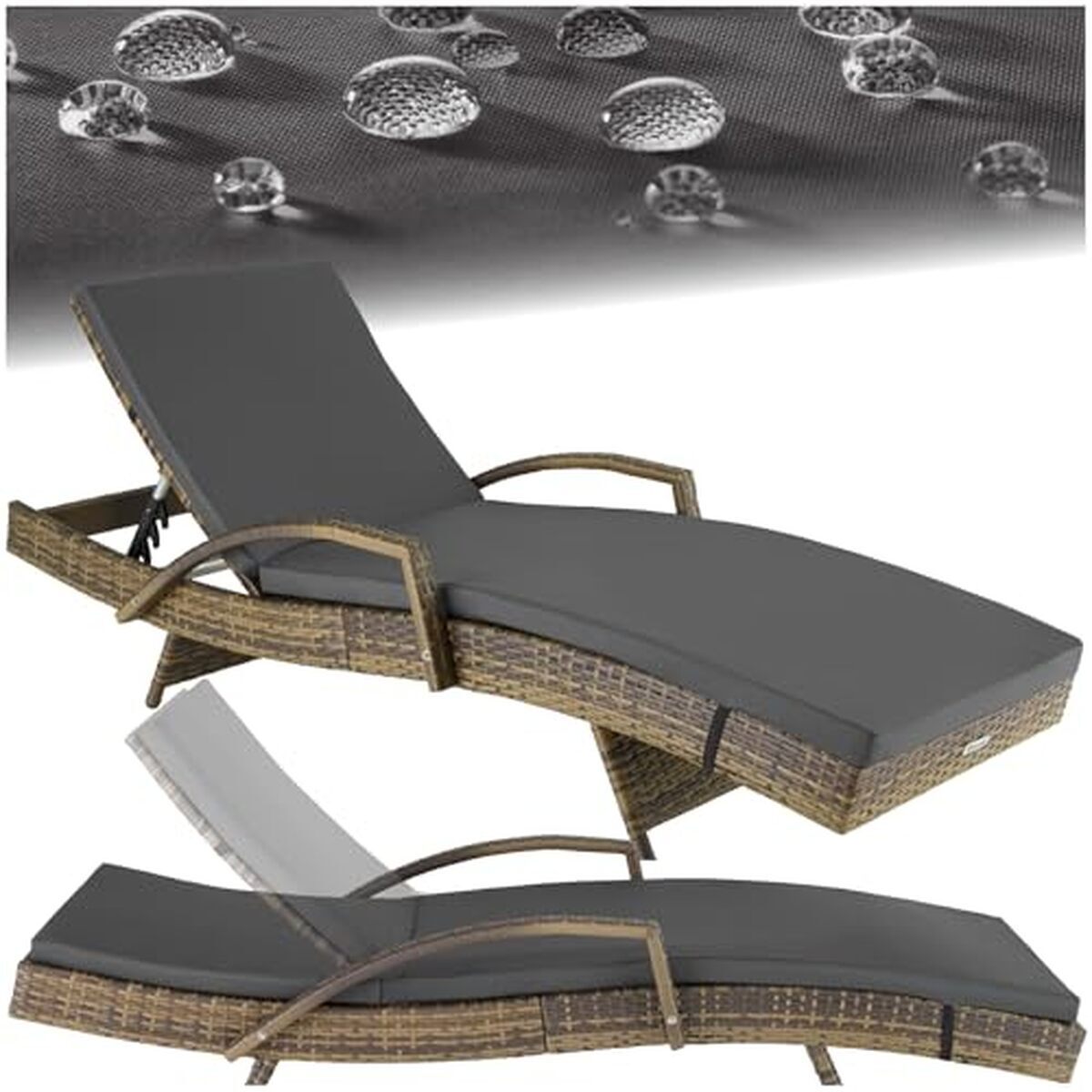 Test chaise longue TecTake® : confort et résistance en résine tressée