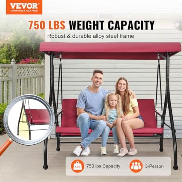 Découvrez la balancelle VEVOR 3 places bordeaux : le choix idéal pour un confort optimal et un style extérieur raffiné. Avis, caractéristiques et avantages.
