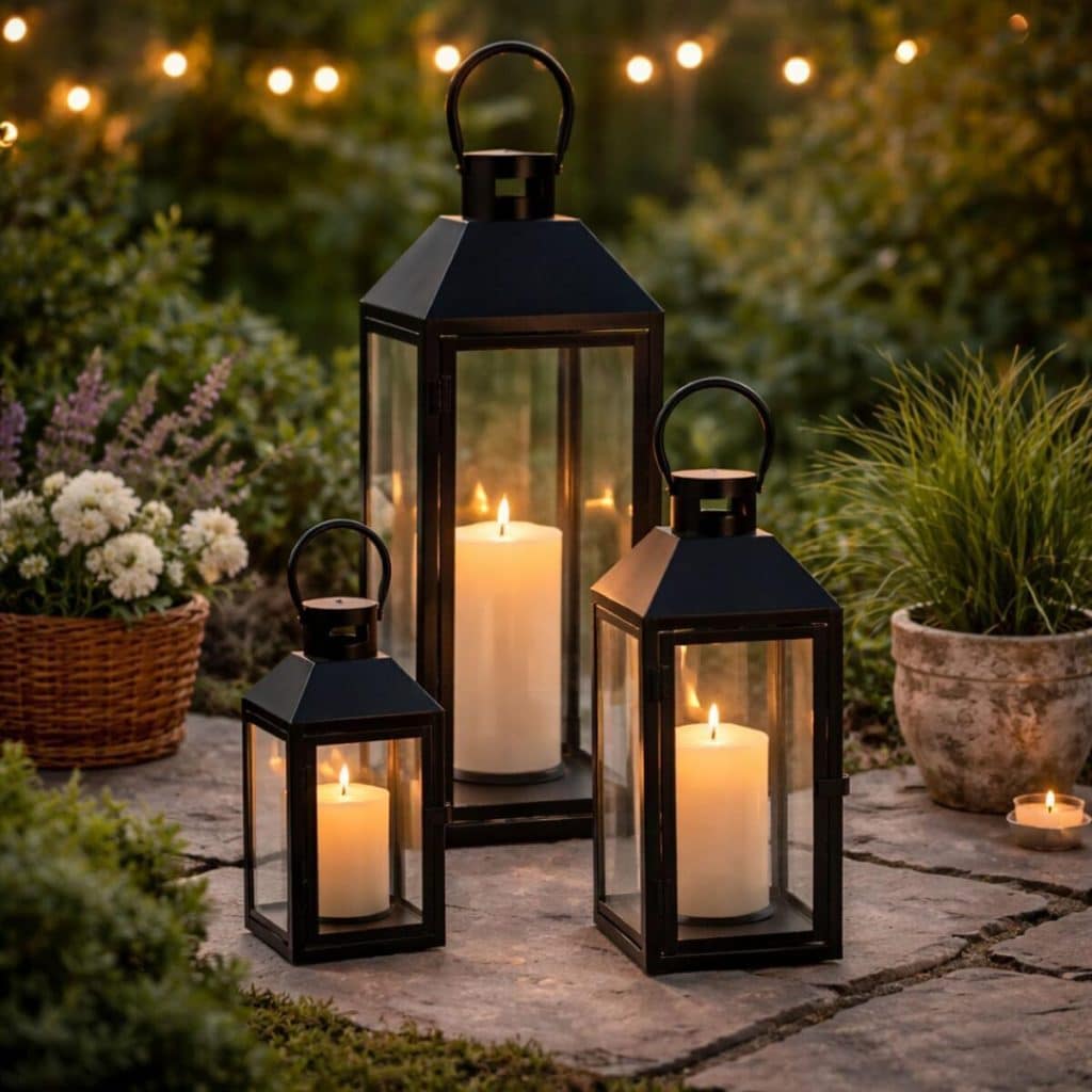 Avis sur les lanternes de jardin Mojawo : élégance en métal noir